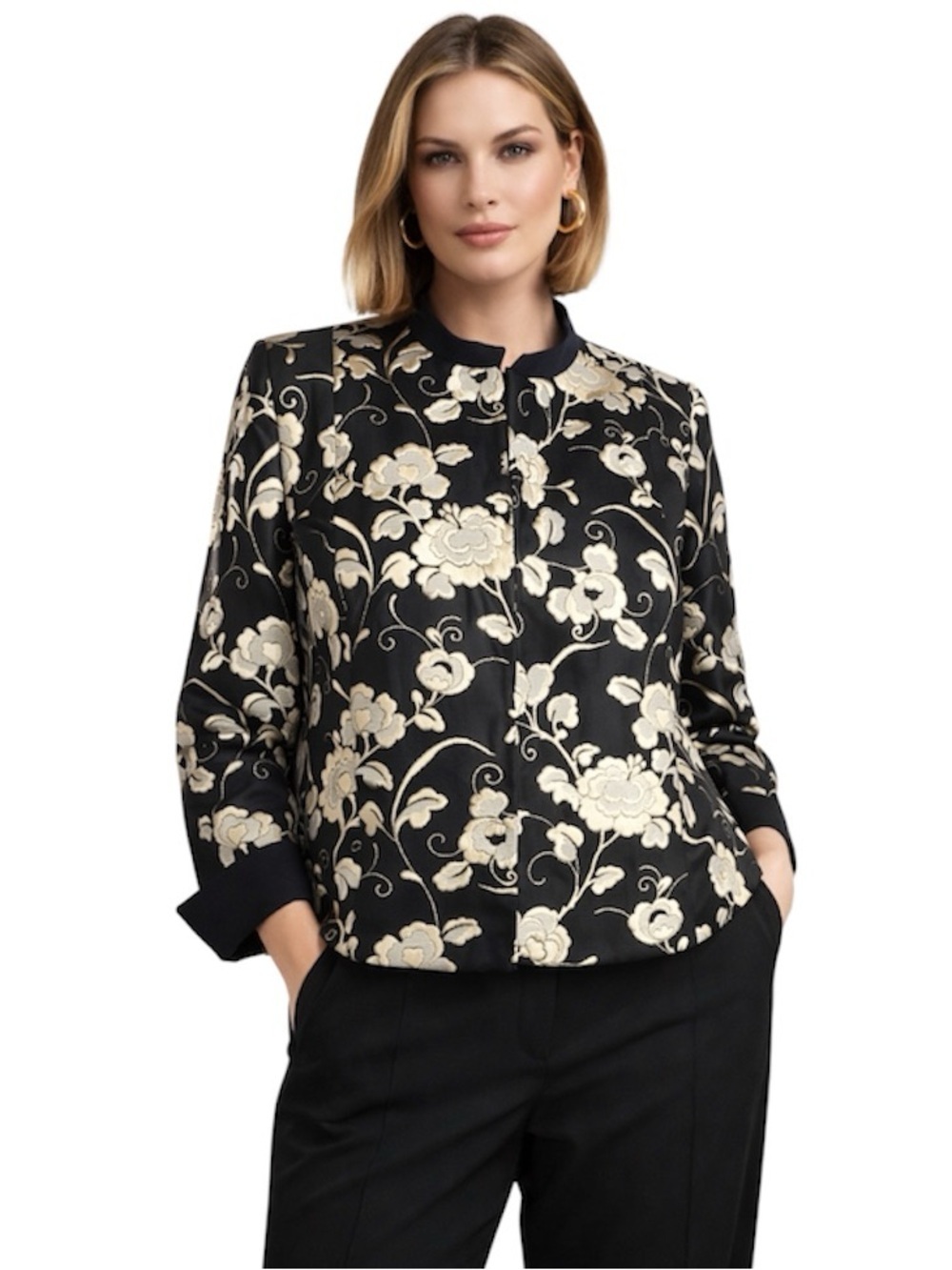 MARINA RINALDI FLORAL BLAZER JACKET